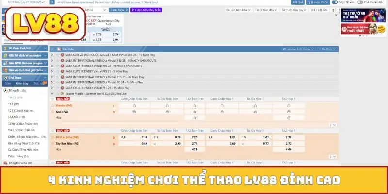 4 kinh nghiệm chơi thể thao LV88 đỉnh cao