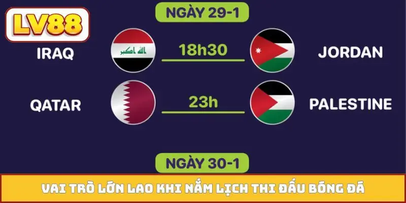Vai trò lớn lao khi nắm lịch thi đấu bóng đá
